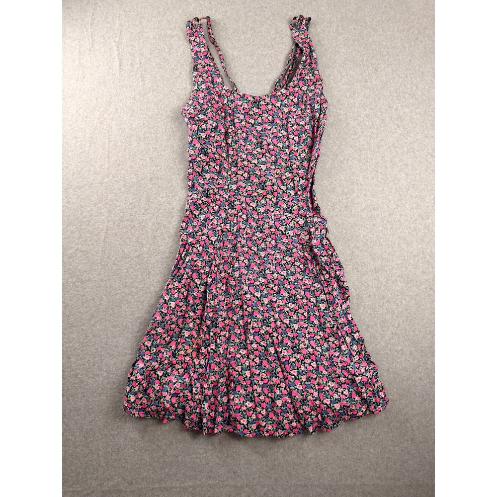 Rampage Vintage Floral Mini Dress Strappy Criss Cross Back Grunge